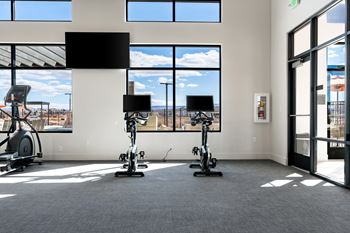 Exercise bikes and a television